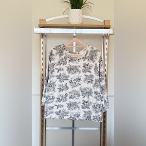LOFT Black Floral Long Sleeve Top